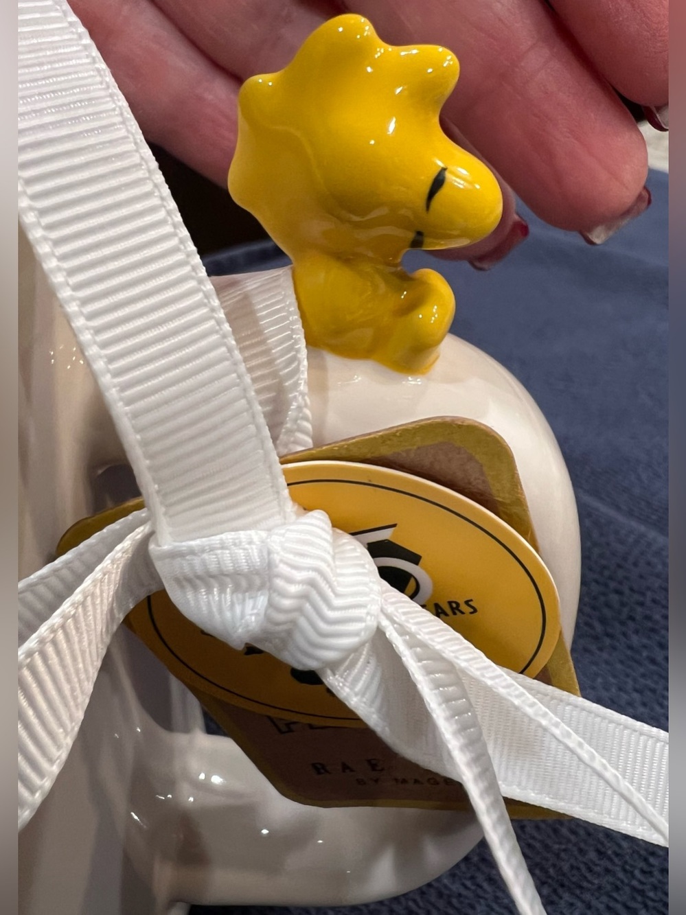 Rae Dunn NEW White Ceramic Peanuts 'Happiness Is' Mug with Yellow Woodstock - Picture 7 of 8